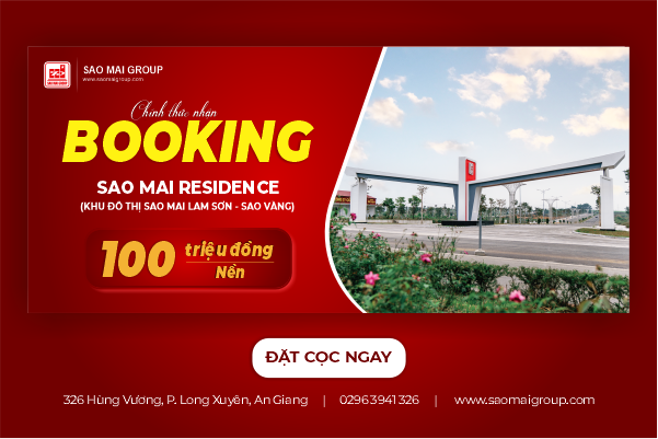 THÔNG BÁO V/V: NHẬN BOOKING ĐỢT 1 TẠI KHU ĐÔ THỊ SAO MAI RESIDENCE (DỰ ÁN SỐ 2 – KHU ĐÔ THỊ MỚI SAO MAI LAM SƠN – SAO VÀNG)