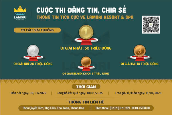 THÔNG BÁO "TỔ CHỨC CUỘC THI ĐĂNG TIN, CHIA SẺ THÔNG TIN TÍCH CỰC VỀ LAMORI RESORT & SPA"